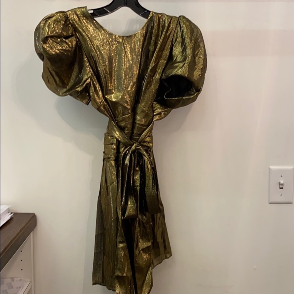 Loveshack fancy gold dress